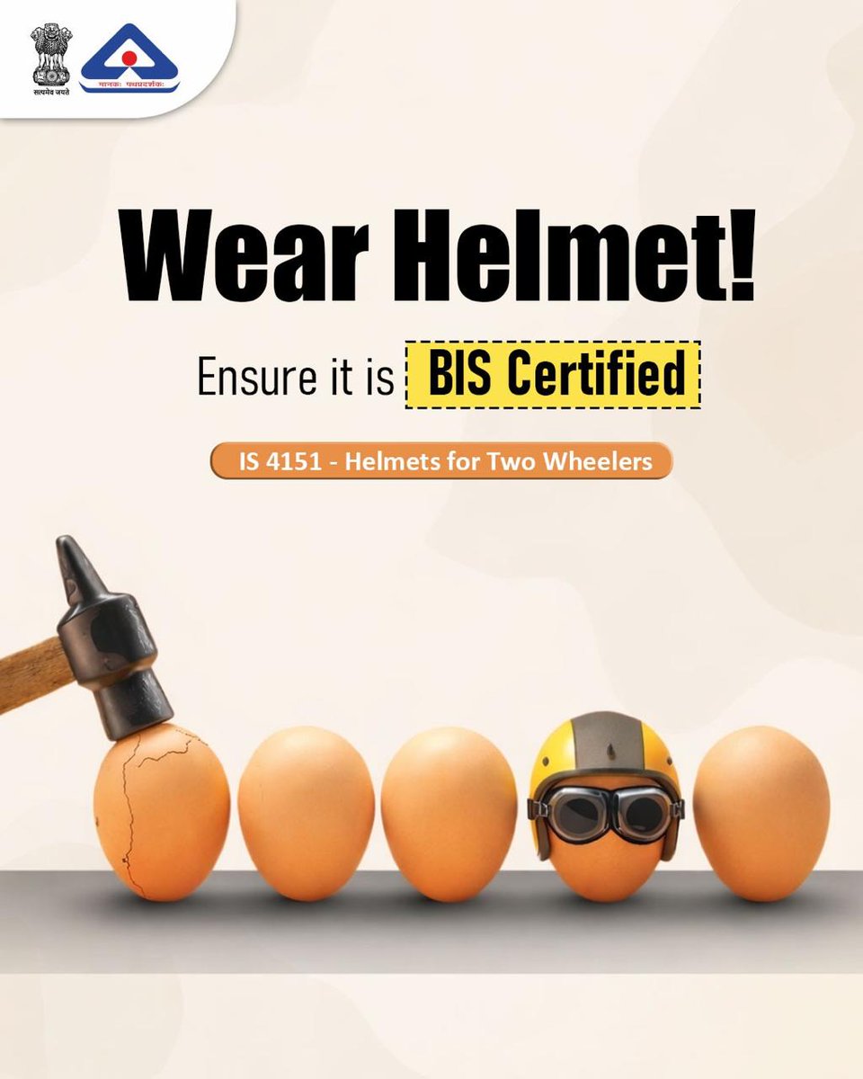 IndianStandards's tweet image. One crack can change everything, which is why choosing an ISI-Marked Helmet really matters.  It comes with a strong outer shell, shock-absorbing padding, a secure and comfortable fit, and tested durability to protect you in every ride. 

#helmetsafety #RoadSafety #biscareapp
