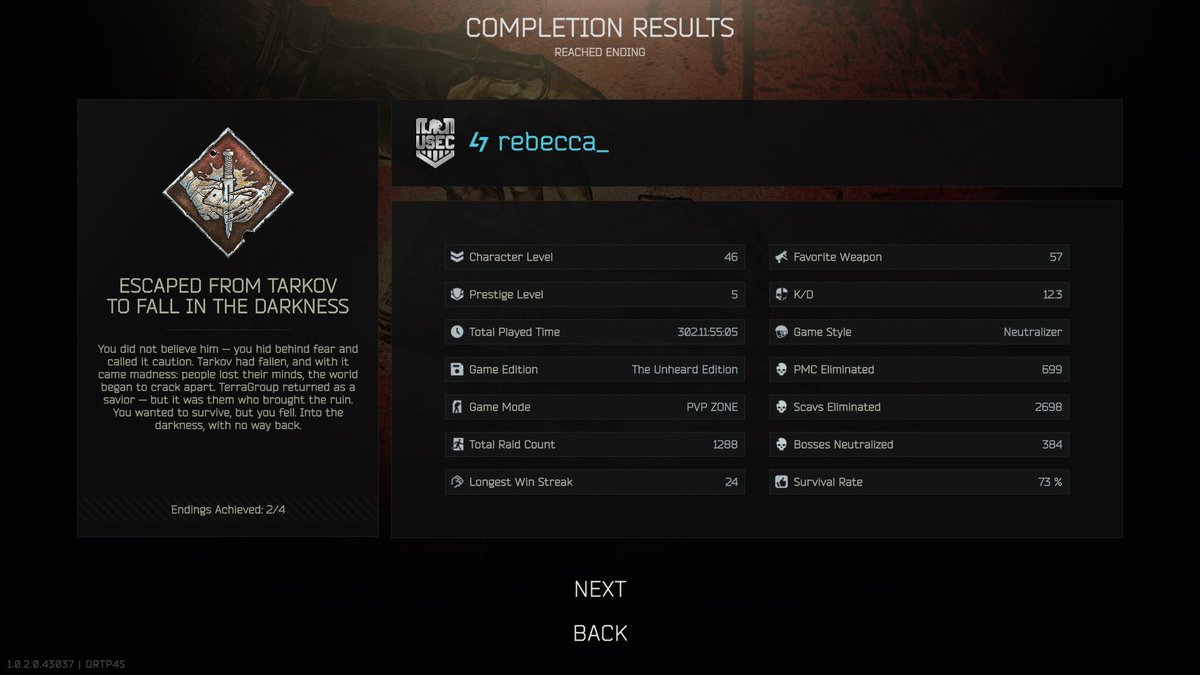 Nebosukesub's tweet photo. 2回目のエンディングは闇落ちでターミナルクリア！！
#EFT #EscapefromTarkov #タルコフ https://t.co/12a2ob7far