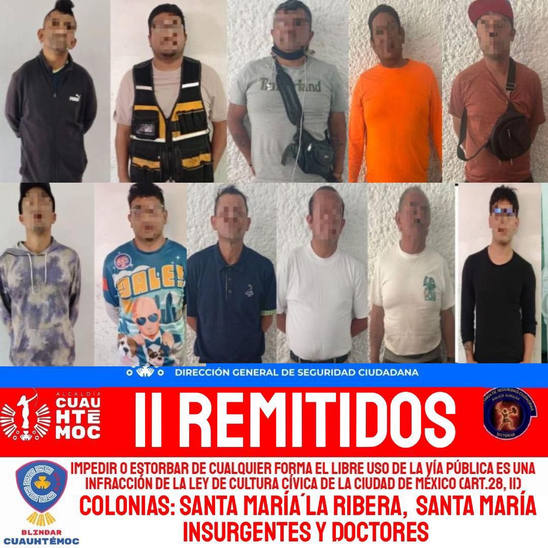 69 personas remitidas por apartar lugares en la vía pública.

En la Cuauhtémoc la calle es de todas y todos, no de quienes la privatizan. Atendemos el llamado de nuestras vecinas y vecinos y actuamos con firmeza.

Con #BlindarCuauhtémoc, el operativo contra franeleros sigue