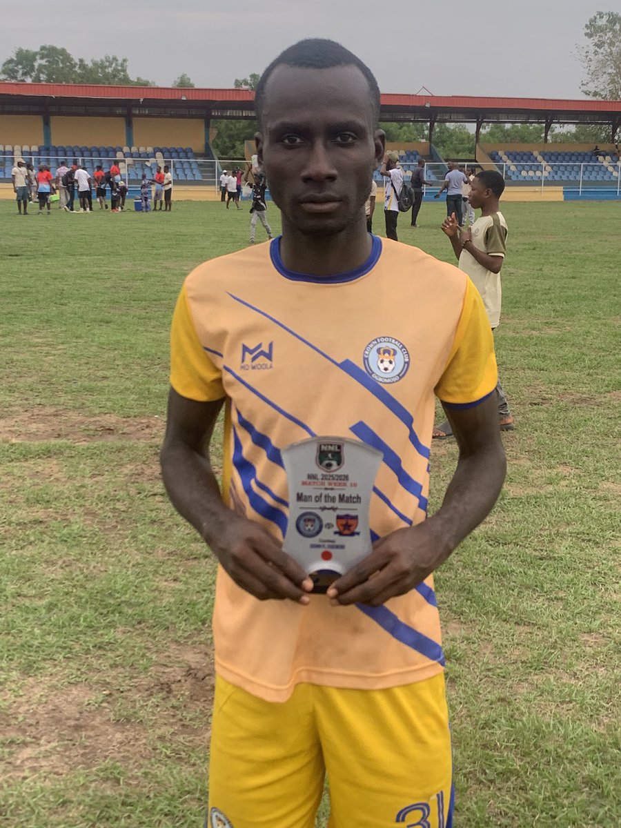 obagesport79558's tweet photo. Meet Haruna — the standout performer who clinched the Man of the Match award in the thrilling NNL encounter.

From the blast of the whistle, Haruna was everywhere on the pitch — energetic, focused, and determined. His long throw-ins caused constant problems for the opposition. https://t.co/EAYIzjMbqz