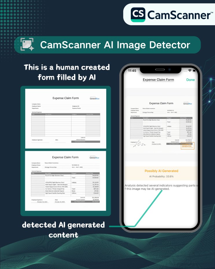 CamScanner Introduces Deep Image Intelligence and AI-Generated Content Detection to Address the Rise of Synthetic Documents - dailyscanner.com/camscanner-lau…
