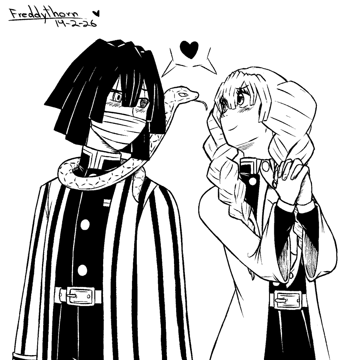 Happy Valentine's Day 🖤🩷
#KNY #DemonSlayerKimetsuNoYaiba #obamitsu #fanart