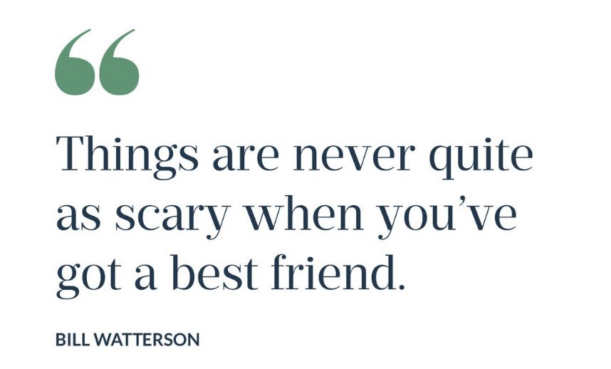 ashwatimk's tweet photo. Things are never quite as scary when you’ve got a best friend. ~ Bill Waterson #quotes #friendship https://t.co/8aYIyqlhpu