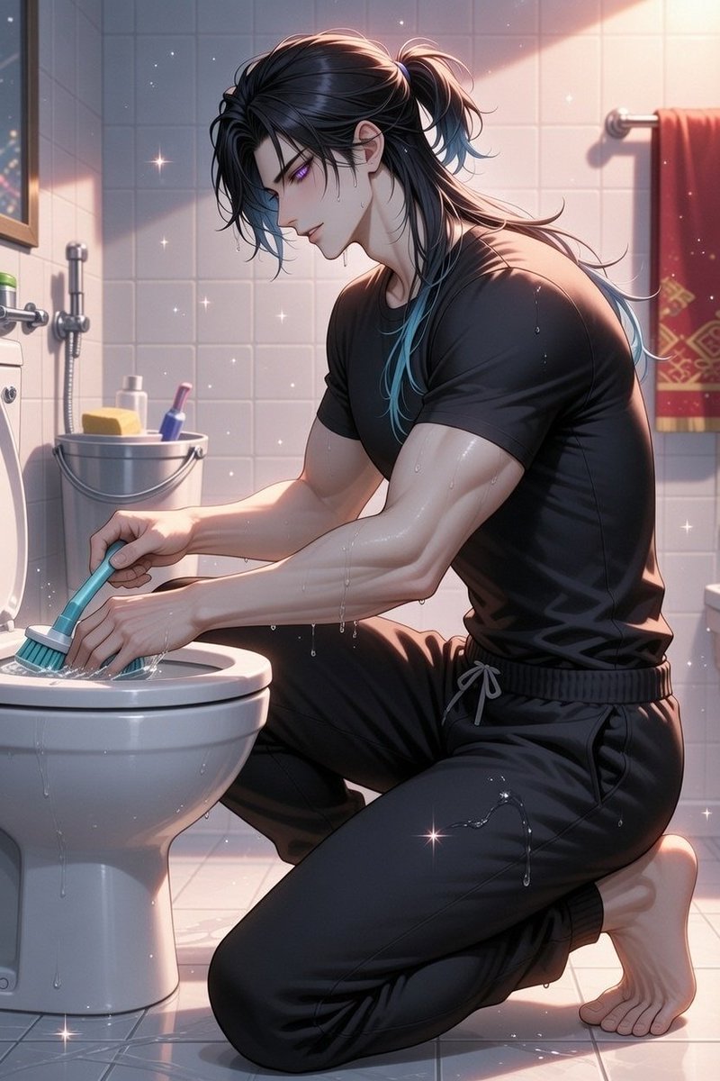 MikoYueYue's tweet photo. Me: dusting like a pro
Him: scrubbing the throne like a king
Me 2 seconds later: NOPE, stay back toilet hands!! ✋😂
CNY prep is going GREAT over here~ 🏠✨
#CNYprep #CNY #AIart #AIイラスト https://t.co/YDcL0uWB9W