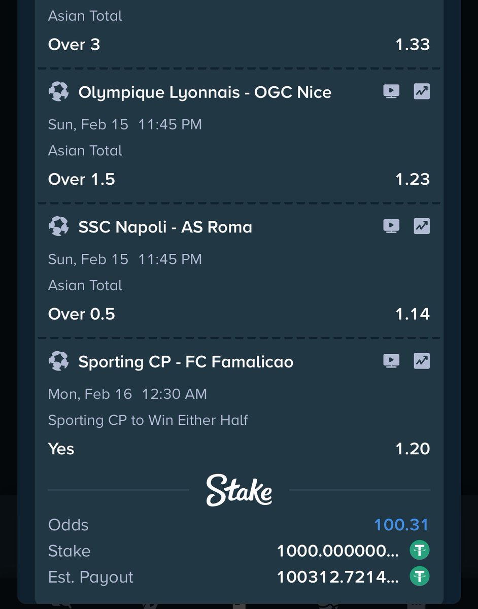 Mrbankstips's tweet photo. ⚽️ on Stake today 

100 odds https://t.co/Q6CwRTOZXQ

5 odds https://t.co/WTLZPs6lOV

Register a stake account via https://t.co/65ivS3S08J

Use welcome code ‘banks’ for weekly airdrops and bonuses 

Get the iOS stake app via link https://t.co/TuL0GqUZ56

Bet responsibly 🔞🔞 https://t.co/mmfb1LfbmM