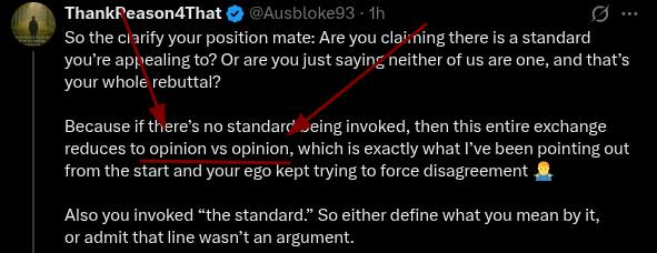 EmptyBrainPan's tweet photo. @Ausbloke93 @neutrinomoon Answer the questions, mate.

Where's the opinion? What are you disagreeing with in those statements?🤣🤣 https://t.co/teEaQkhIVA