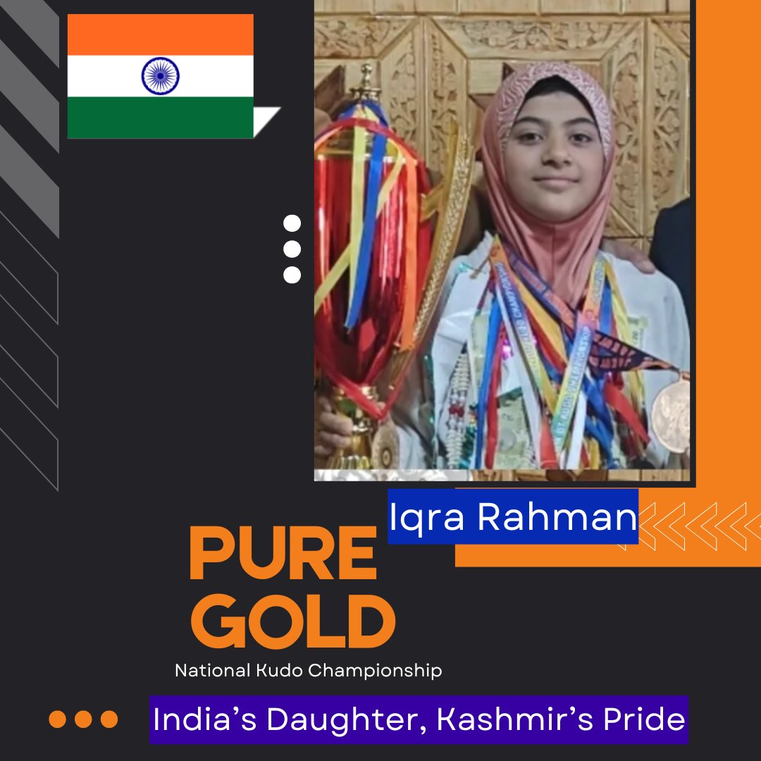 kasheer_w's tweet image. Iqra Rahman shines at the National Kudo Championship, bringing pride to Kashmir and glory to India. 🌟🥇India’s daughter, Kashmir’s pride! 💫
#PureGold #NationalKudoChampionship #KashmirPride #IndiaRising