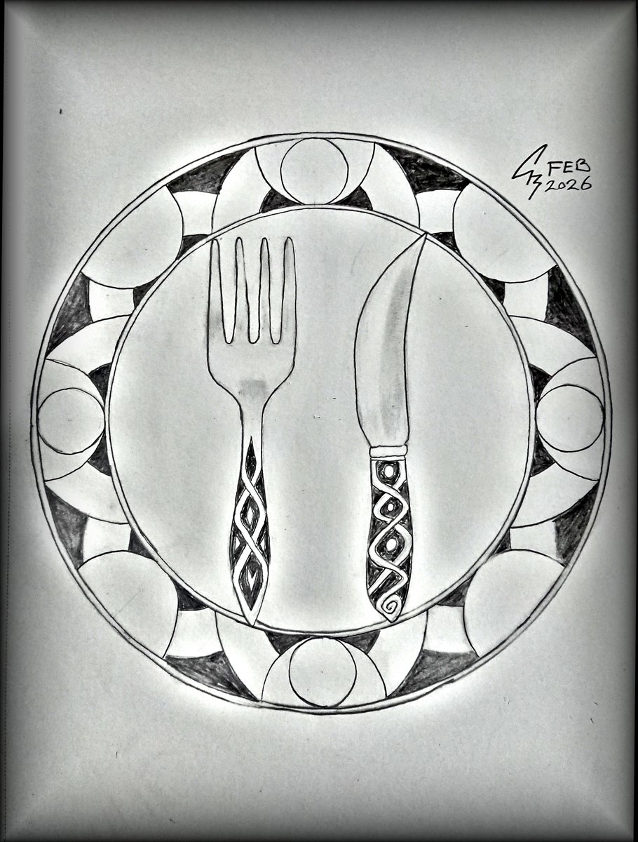 TheSoulGrinder's tweet image. Day 64 of my #dailysketch.  This is the Hunger icon for my RPG.  Your character must eat to maintain strength.  Starvation weakens your vitals and, if left unchecked, will eventually claim your life.

#hunger #pencilsketch #gamedesign #gamemechanics #icon