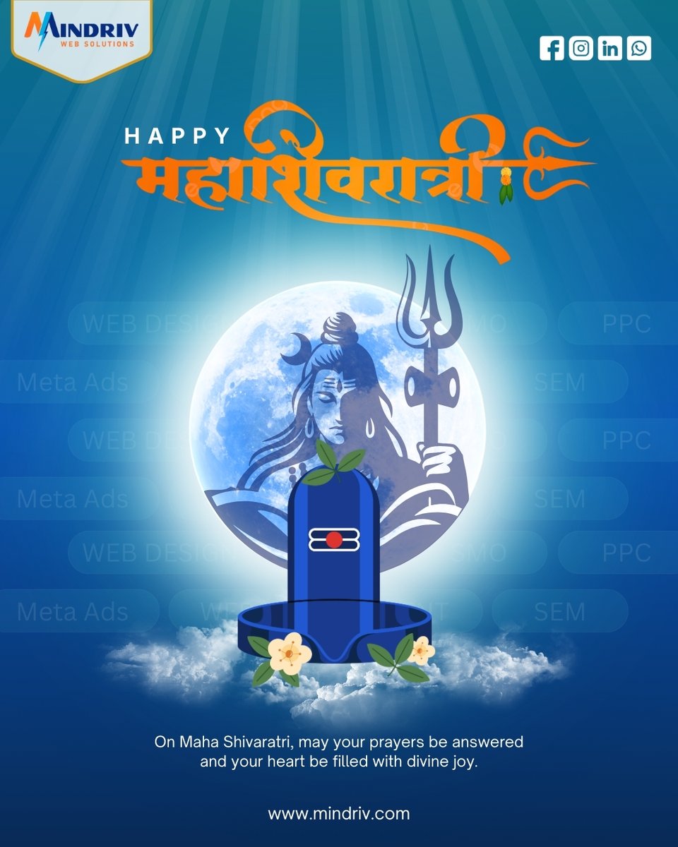 MindrivOnline's tweet photo. महाशिवरात्रि की हार्दिक शुभकामनाएँ।

May #LordShiva bless your business with growth, success &amp; new opportunities. Let your brand shine and reach the right audience with smart #digitalsolutions.

#MahaShivaratri2026 #shivratri2026 #MindrivWebSolutions #HarHarMahadev #Mindriv https://t.co/jJK1SS3rmc