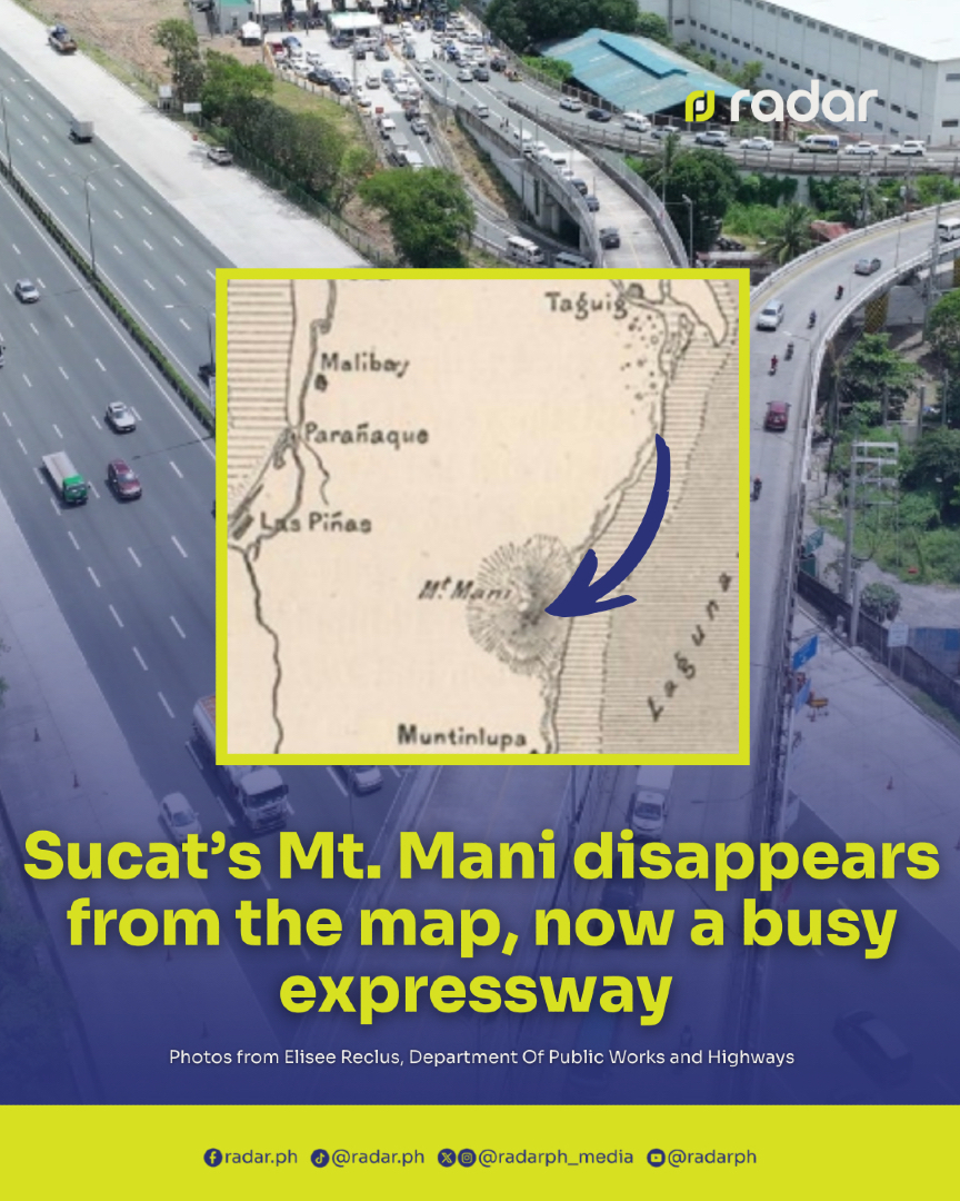 Did you know that the busy Sucat interchange area was once home to a hill known as Mt. Mani or Bundok Mani?

Long before highways, flyovers, and subdivisions dominated the landscape, this modest hill stood near the present-day border of Muntinlupa and Parañaque. It appeared on