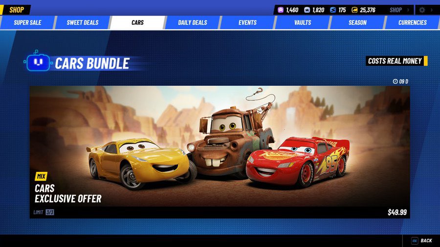 INCREÍBLE! En Disney Speedstorm pusieron a la venta los Autos de Cars en 50 DÓLARES!!! No los lanzaron día 1, tampoco en el pase ¿Y quieren que paguemos lo que valdrán juegos cómo Forza Horizon 6 por 3 skins? es de lo más rata que he visto en el gaming, un asco
Gameloft. 👎👎👎
