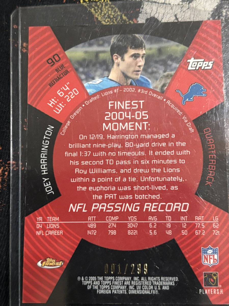 mrskoal2002's tweet photo. @joey3harrington any way I can get an auto on this 001/299 card I have had for ever https://t.co/VeI44fkKi5
