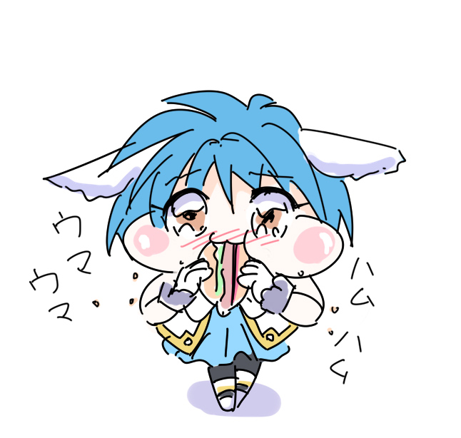 ホットドッグを頬張るミントさん