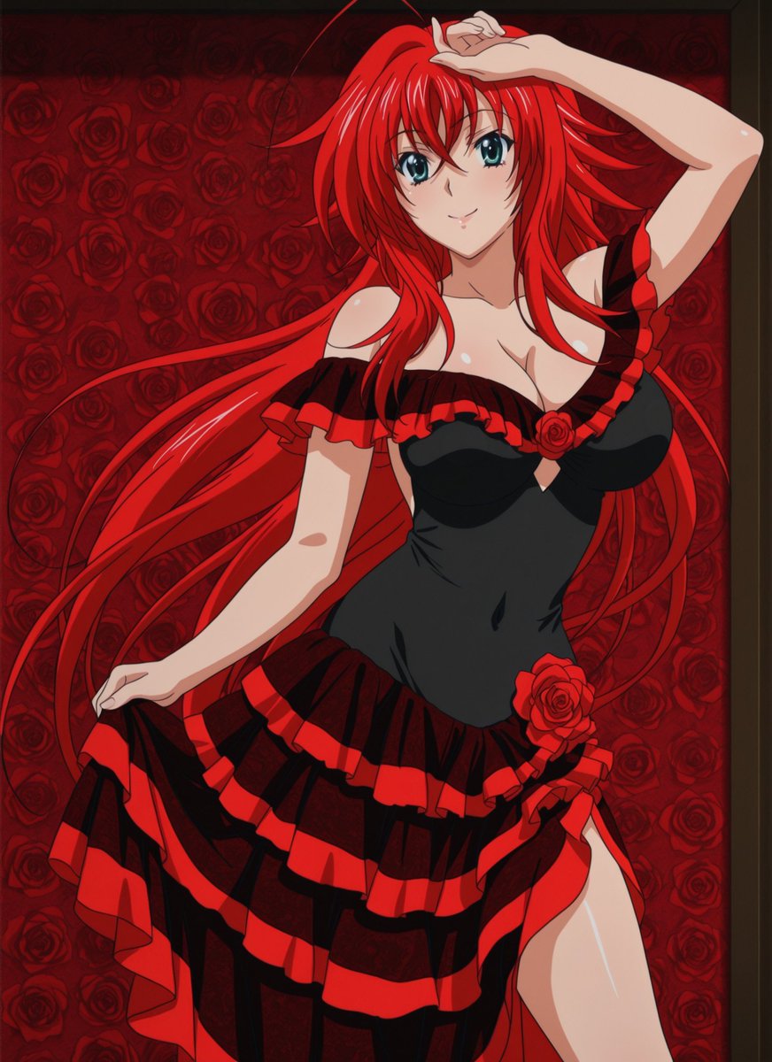 Rias Gremory (High School DxD) in Flamenco Outfit
リアス・グレモリー（ハイスクールDxD）のフラメンコ衣装姿