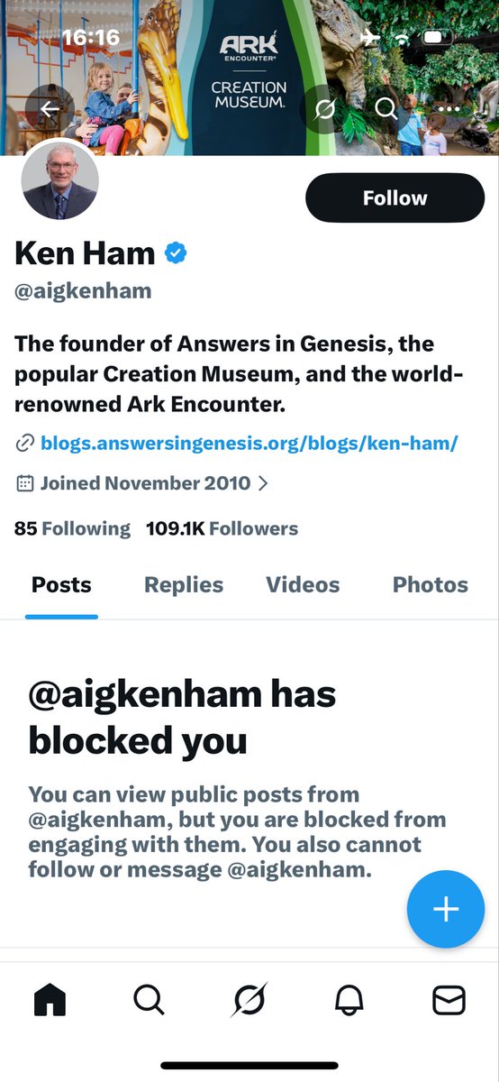 Speaking of cowards, I hadn’t realised ol’ Ken himself had blocked me.
Was it something I said?