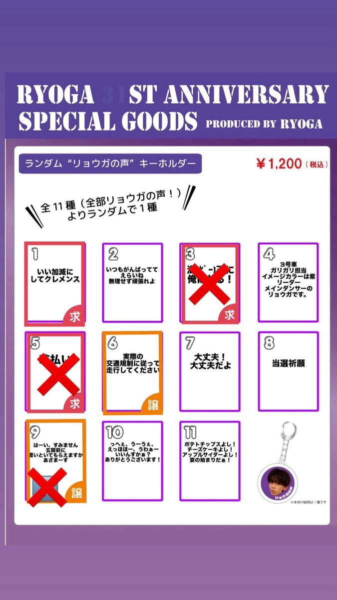 超特急 リョウガ生誕生写真ミニフォト キーホルダー交換 譲 オレンジ枠