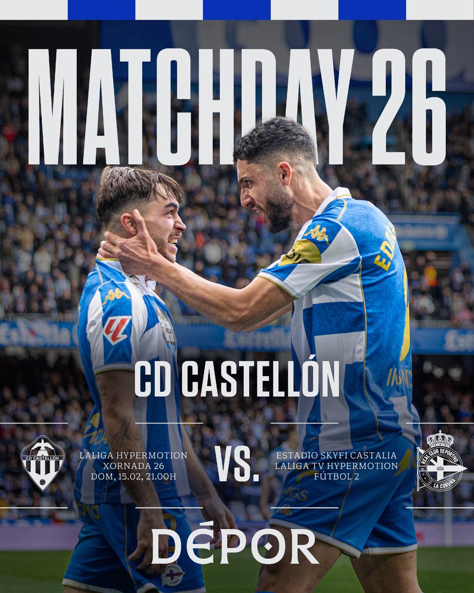 𝐃𝐢́𝐚 𝐝𝐞 𝐩𝐚𝐫𝐭𝐢𝐝𝐨

⚽ #CastellónDépor
⌚ 21:00h
📍 SkyFi Castalia

#CastellónDépor #LaLigaHypermotion