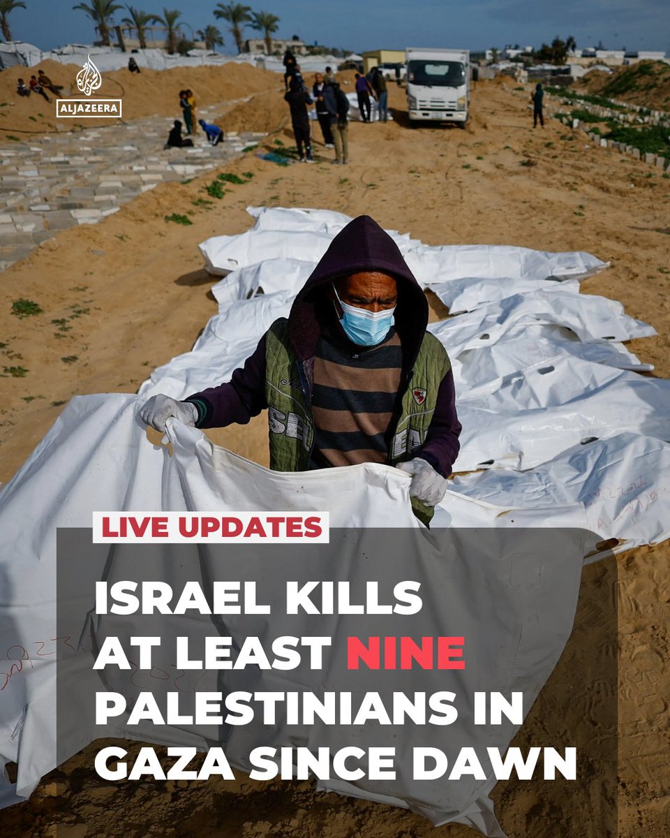 Israeli forces have killed at least nine Palestinians since dawn in new attacks across Gaza. The number of Israeli violations of the US-brokered “ceasefire” reportedly now stands at 1,620.

🔴 Follow our LIVE coverage: aje.news/977gbg