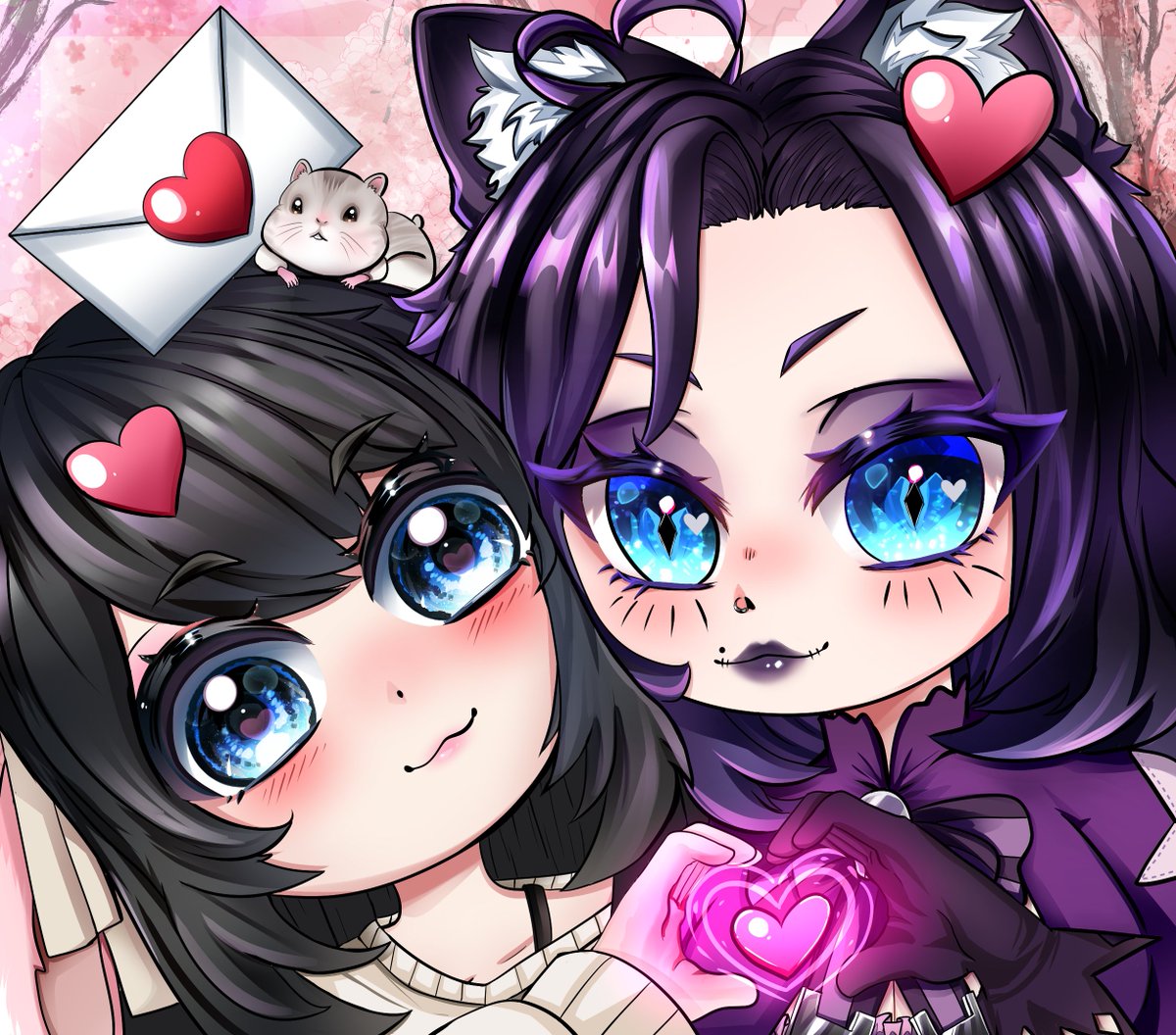 adorable valentines art i got to do!
💕ych c0m for @/TabiKatVT  💕
