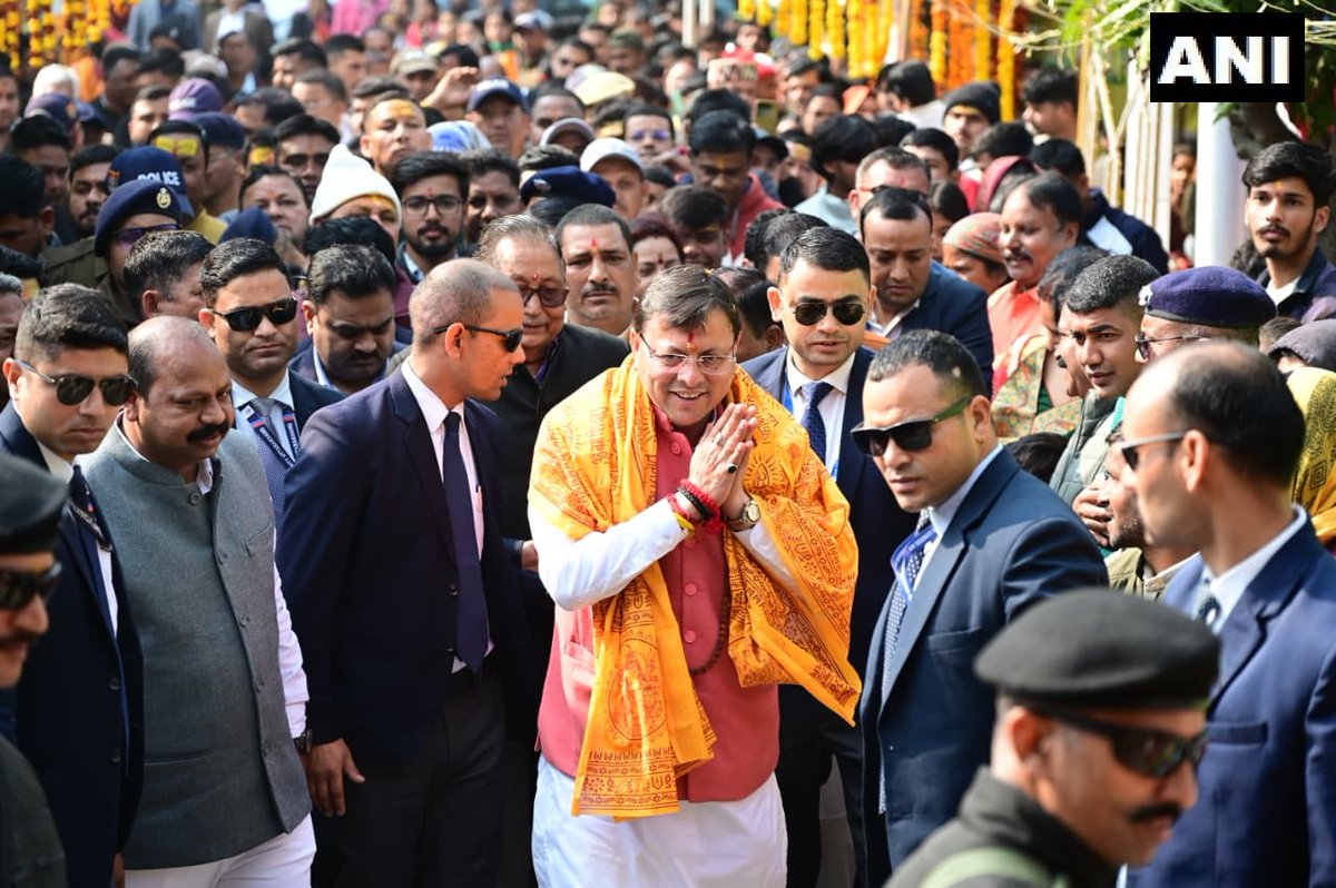 ANI's tweet photo. Khatima, Uttarakhand | On the auspicious occasion of Mahashivratri, Chief Minister Pushkar Singh Dhami offered Jalabhishek and had darshan of Lord Mahadev at Vankhandi Mahadev Temple, Chakarpur.

On this occasion, the Chief Minister performed prayers and rituals with full religious traditions and prayed to Lord Bholenath for the happiness, prosperity of all residents of the state, and for the overall progress of the state.