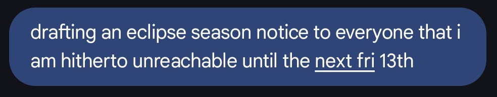 hiding during eclipse szn as a signature &amp; wise move