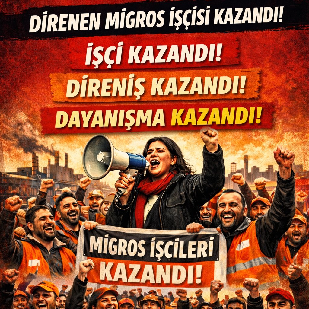 Trakyaiini68625's tweet photo. Migros işçisi kazandı! ✊
Direniş kazandı. Dayanışma kazandı.
Örgütlü mücadele geri adım attırır.
Bu zafer tüm emekçilerindir.
#Migros #Direniş #DGDsen #İşçiHareketi #Emek #Dayanışma #HakArayışı #gündem #türkiyegündemi https://t.co/a3Mp0oRqg9