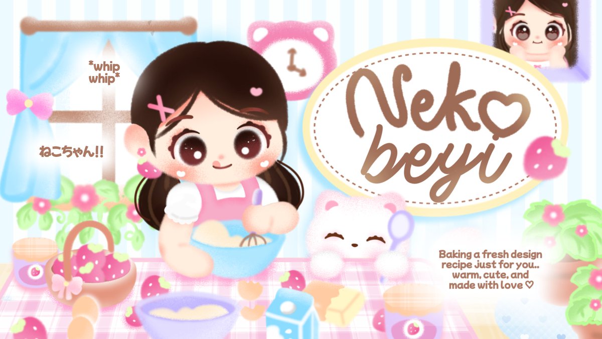 nekobeyi's tweet image. repost will be appreciated, thank you :3👩🏻‍🍳💭

hello &amp;gt;_&amp;lt; yuk kenalan sama set up baru &amp;amp; first catalogue nina? bertemakan baking a cake 🍰🍓, semua material nina buat dengan tangan sendiri ( hand - drawn ) ^-^ kalau ada yang tidak aman, boleh ketuk dm nina yaaa. 💬

#zonauang️  ♡