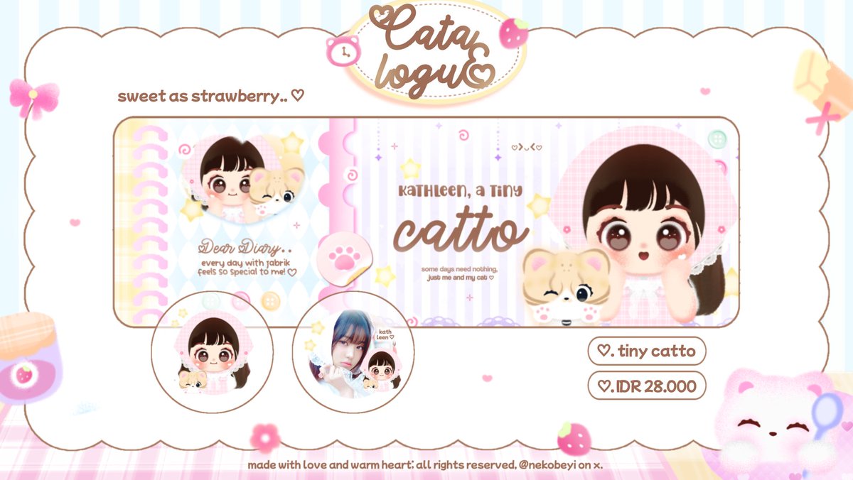 nekobeyi's tweet image. repost will be appreciated, thank you :3👩🏻‍🍳💭

hello &amp;gt;_&amp;lt; yuk kenalan sama set up baru &amp;amp; first catalogue nina? bertemakan baking a cake 🍰🍓, semua material nina buat dengan tangan sendiri ( hand - drawn ) ^-^ kalau ada yang tidak aman, boleh ketuk dm nina yaaa. 💬

#zonauang️  ♡