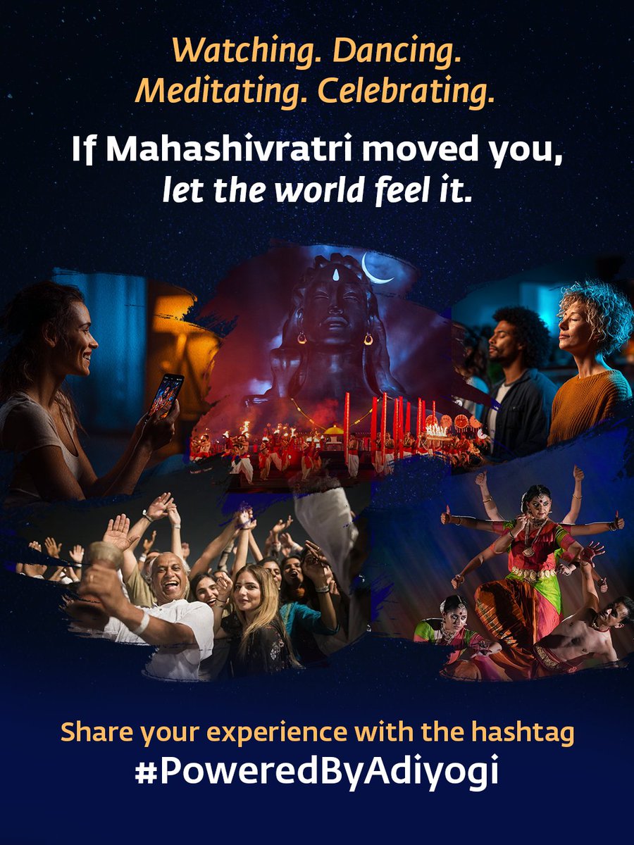 ishafoundation's tweet photo. Carry the night with you, not just in memory but in every scroll.

Post a glimpse, a still, a swirl of that intensity and let someone, somewhere, feel the tremor of what you lived.

Tag it #PoweredByAdiyogi so your moment becomes part of a much larger roar of devotion across the world.