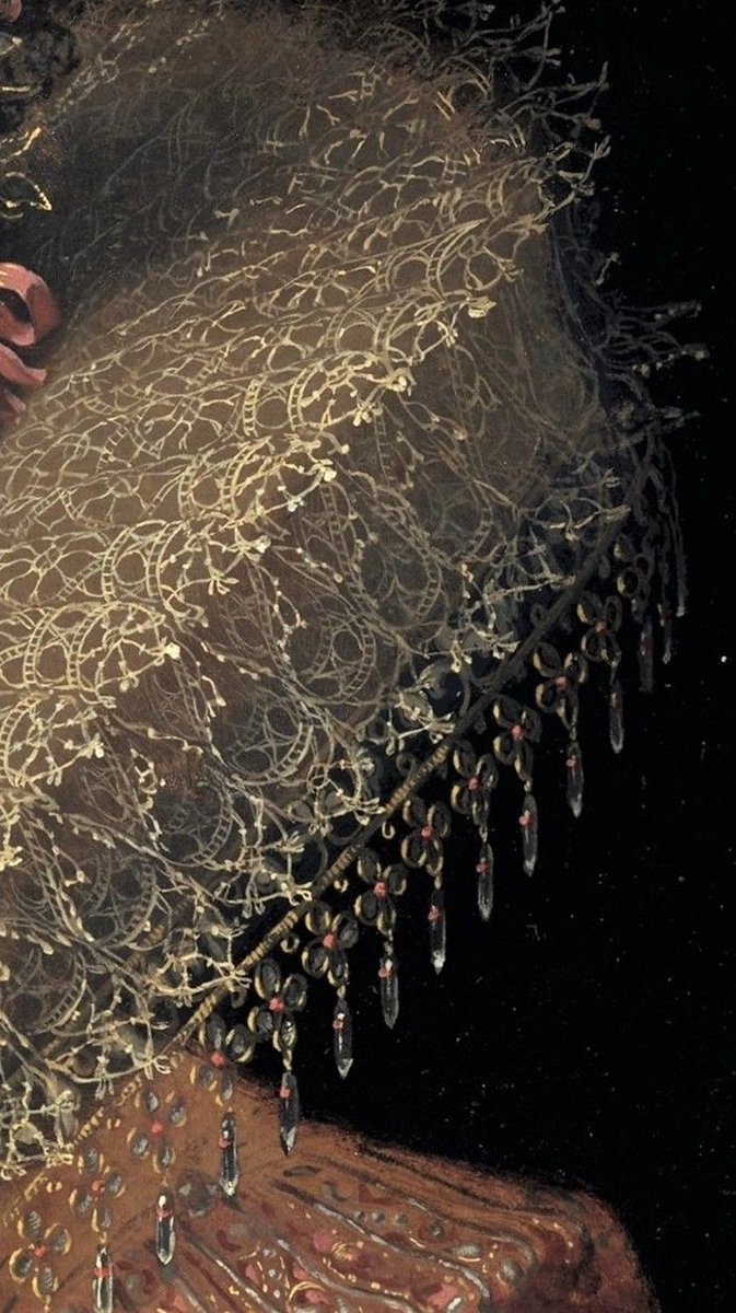 Outstanding close-ups of starched lacework collar, from Frans Pourbus the Younger’s portrait of Margherita Gonzaga, Princess of Mantua (early 17C, Metropolitan Museum of Art) sophieploeg.com/blog/the-10-be…