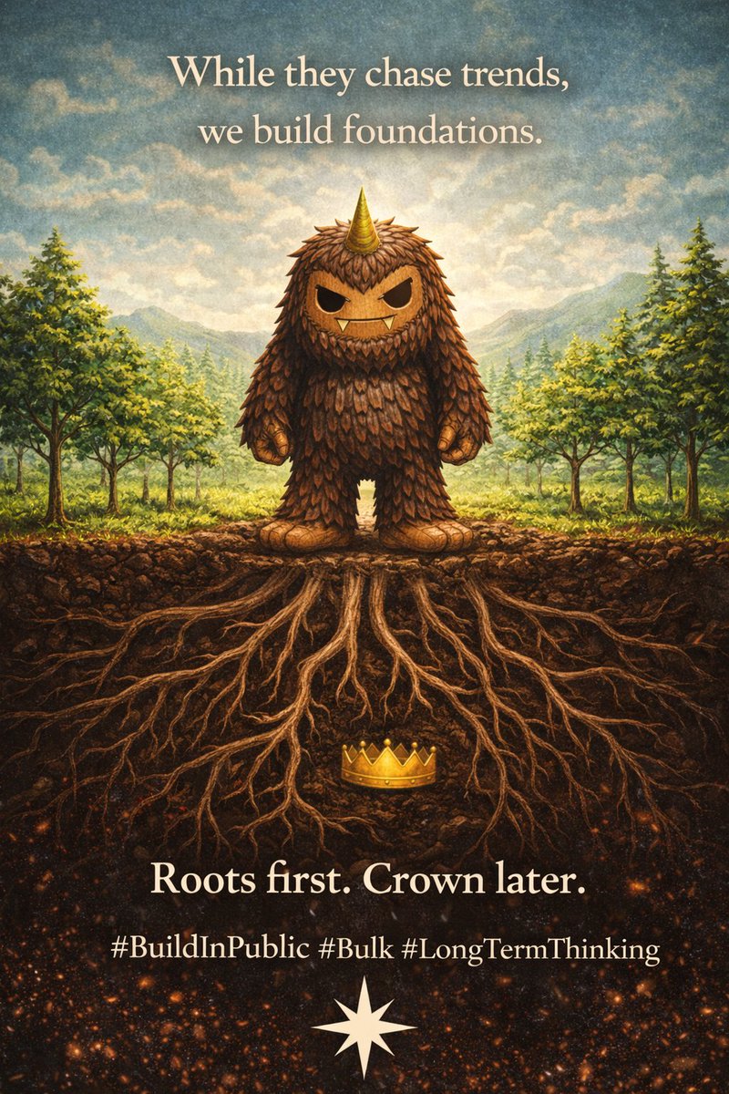 Nvesttor's tweet photo. While they chase trends,
we build foundations.
Roots first.
Crown later.
#BuildInPublic #Bulk #LongTermThinkin
@bulktrade @X_Orthodox https://t.co/UztoMrh27o