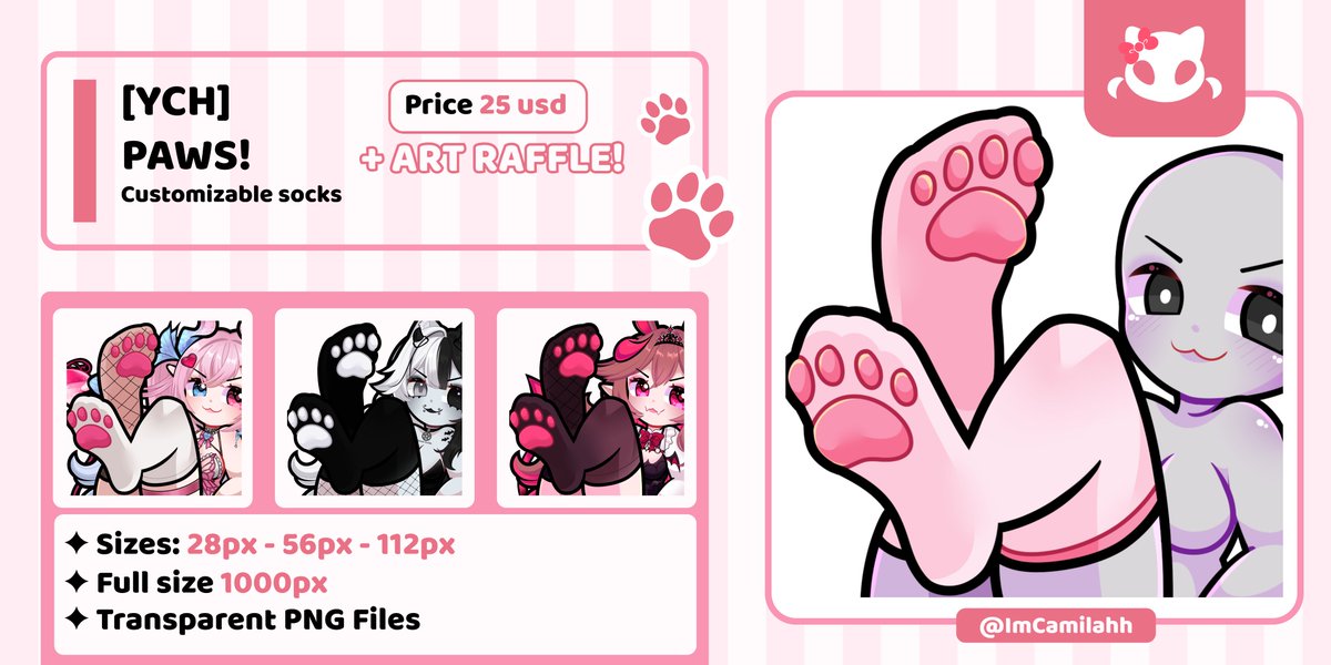 🐾| YCH Paws!

+Art Raffle: (ends in 48 hours)
✦Follow, ❤️ &amp; 🔃 
✦Reply your oc 

The ych are available again in my Vgen!

✦ Shop: vgen.co/ImCamilahh

#raffle #emotes #VGenOpen #VTuberUprising #Vtuber #Vtuberart #ENVtuber #VTuberAssets #GIVEAWAY  #Paws