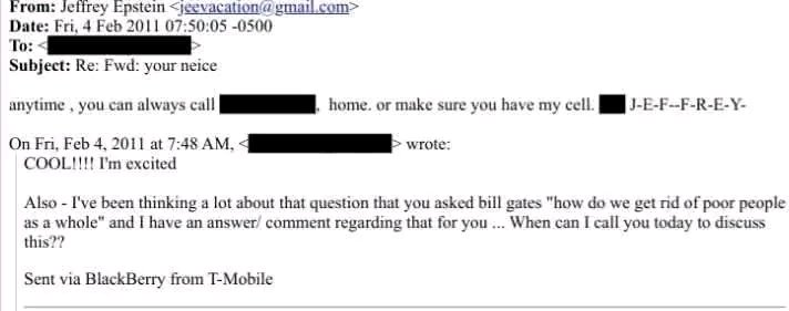 Columbia में Bill Gates की "मच्छर फैक्ट्री" है

यहां हर हफ्ते 3 करोड़ संक्रमित मच्छर तैयार किए जाते है और गरीब देशों में छोड़े जाते हैं

3 फ़रवरी 2011 को भजे गए मेल में Epstein ने Bill Gates से पूछा था कि "गरीब लोगों से कैसे छुटकारा पाया जाए"...Read more 

यह लोग मच्छर के डंक में