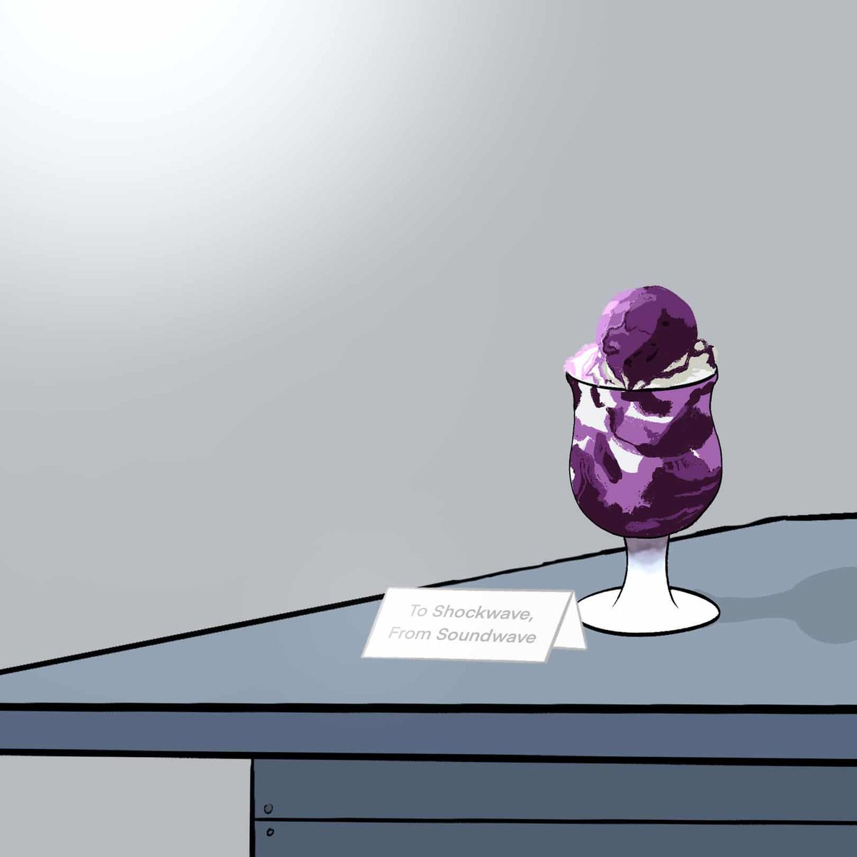 Sounderwave's tweet image. [ Soundwave had only recently found out about Valentines day. Out of a deep fondness for his partners. 

He left them both a treat for each of them to enjoy.

@sussyppple @SS_Shockwave ] +