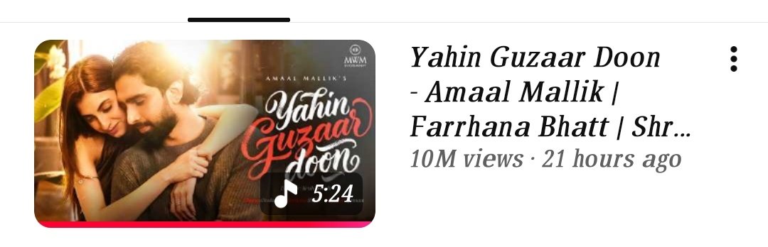 heyShreyaa110's tweet photo. 10+ MILLION VIEWS CROSSED🧿✨
On #YahinGuzaarDoon within 24 Hours!
Crazyyyy! Freakin Happy fr❤😭
#AmaalMallik #FarrhanaBhatt #Farmaal https://t.co/2d98XgagZt