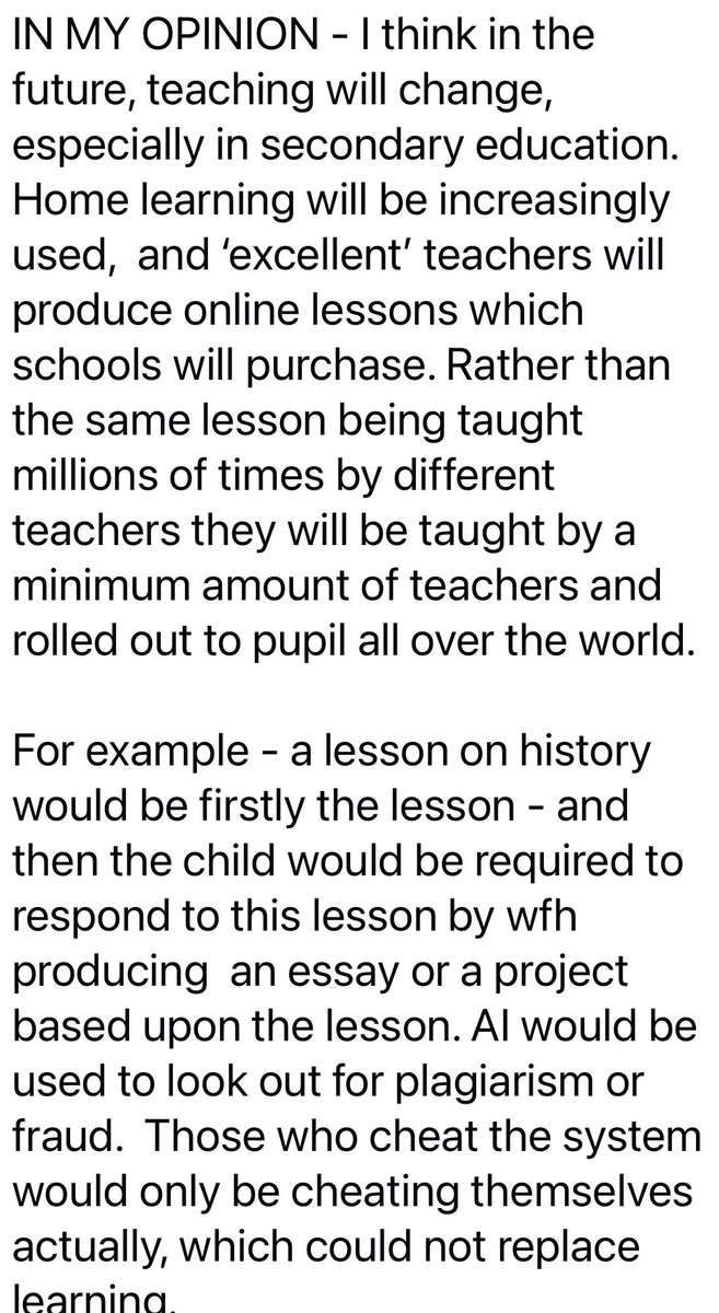 I'm not paying for the blue tick bc I'm a retired #teacher.  I've been thinking of the future of #teaching &amp; #AI  - I'm interested in people's opinions