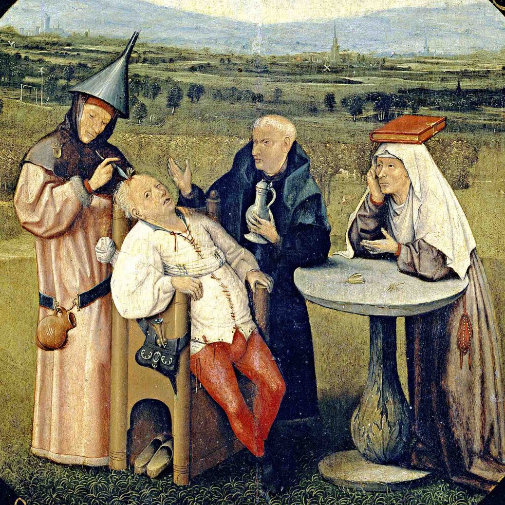 X_ArtGallery's tweet image. Hyeronimus Bosch - The Extraction of the Stone of Madness, 1480