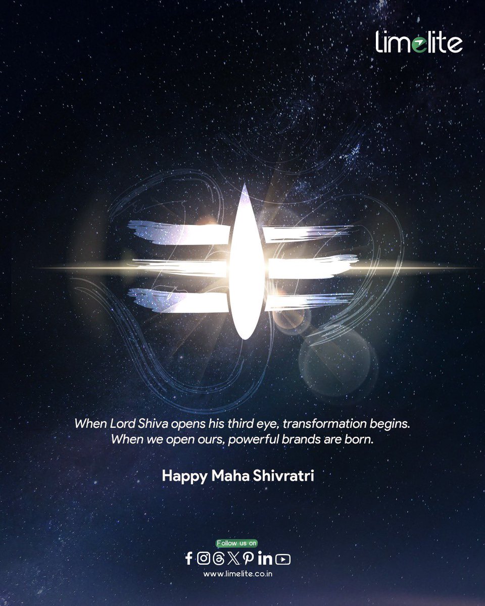 Limeli8pvtltd's tweet photo. True creativity starts where ordinary vision ends. Inspired by Mahadev’s third eye, we believe in ideas that spark transformation. 

Happy Maha Shivratri🙏🏻🪔🛕🌸 https://t.co/1XkdFBtWDj