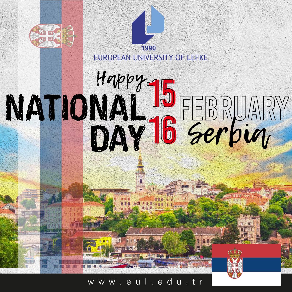 Dear Students of #Serbia, 

The #EuropeanUniversityofLefke proudly congratulates you on the commemoration of your independence. 🇷🇸🇷🇸🇷🇸

#independenceday  #eulfamily #EUL #internationalstudents  #northcyprus