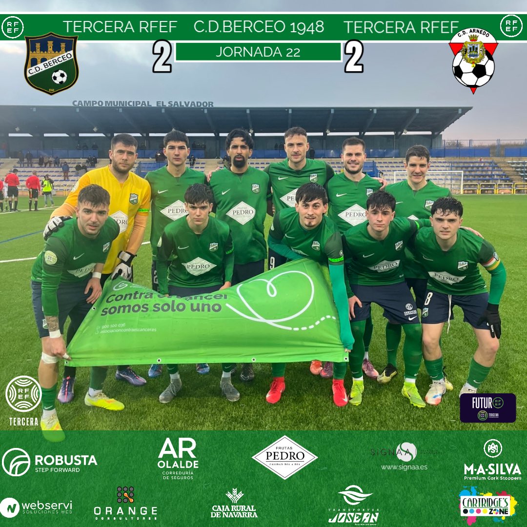 🏆3ªRFEF🏆

<a href="/cdberceo/">Club Deportivo Berceo</a> 2
<a href="/CDArnedo/">CD Arnedo</a> 2

Partido muy completo de todo el equipo que tras conseguir adelantarnos en el marcador y que nos diesen la vuelta fuimos capaces de empatar en los minutos finales del partido.

💚💙💚💙