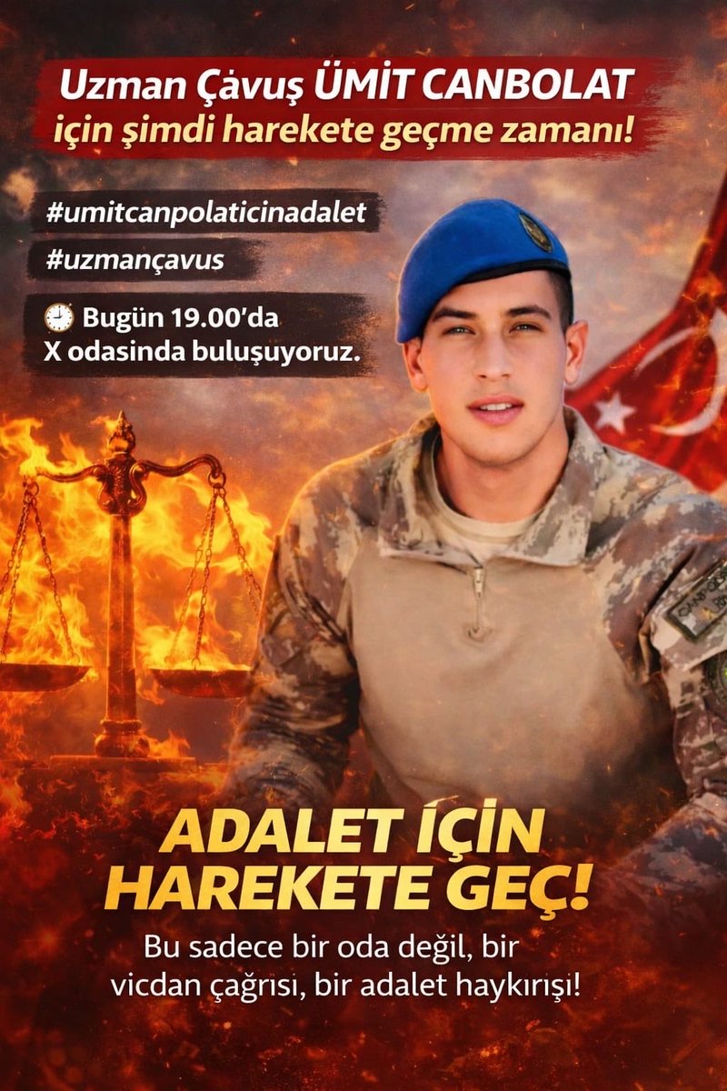 #ümitcanpolaticinadalet 
#uzmançavuş
Uzman çavuş ÜMİT CANPOLAT İÇİN ŞİMDİ HAREKETE GEÇME ZAMANI 
Bugün 19:00 da X odasında buluşuyoruz