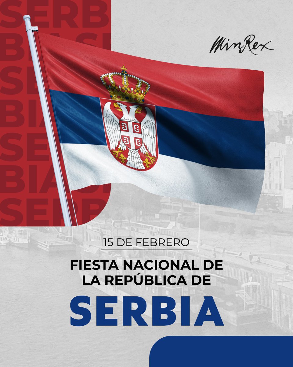 Felicitamos al pueblo y gobierno de la República de Serbia 🇷🇸 en ocasión de su Fiesta Nacional.

Ratificamos la voluntad de continuar fortaleciendo las históricas relaciones 🤝 de amistad y cooperación entre nuestros países.