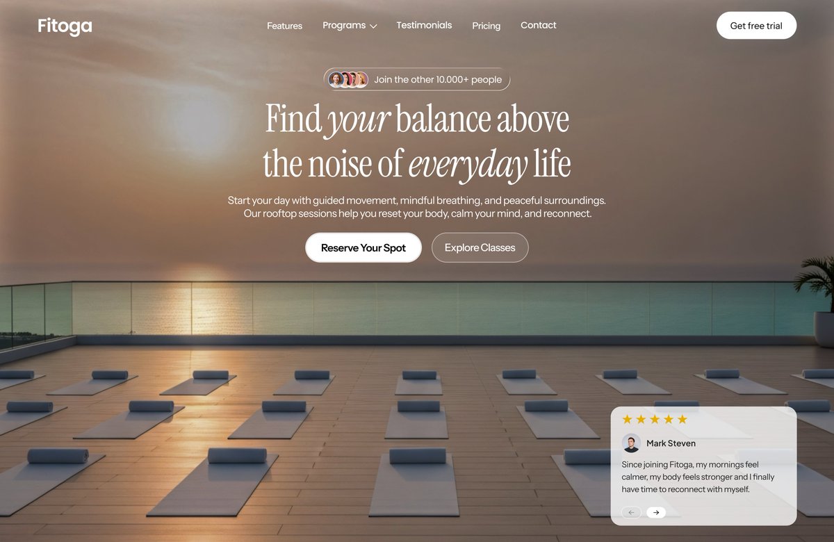 UIUXSumbul's tweet image. #DailyUI  
Hero section for Yoga Website Concept.