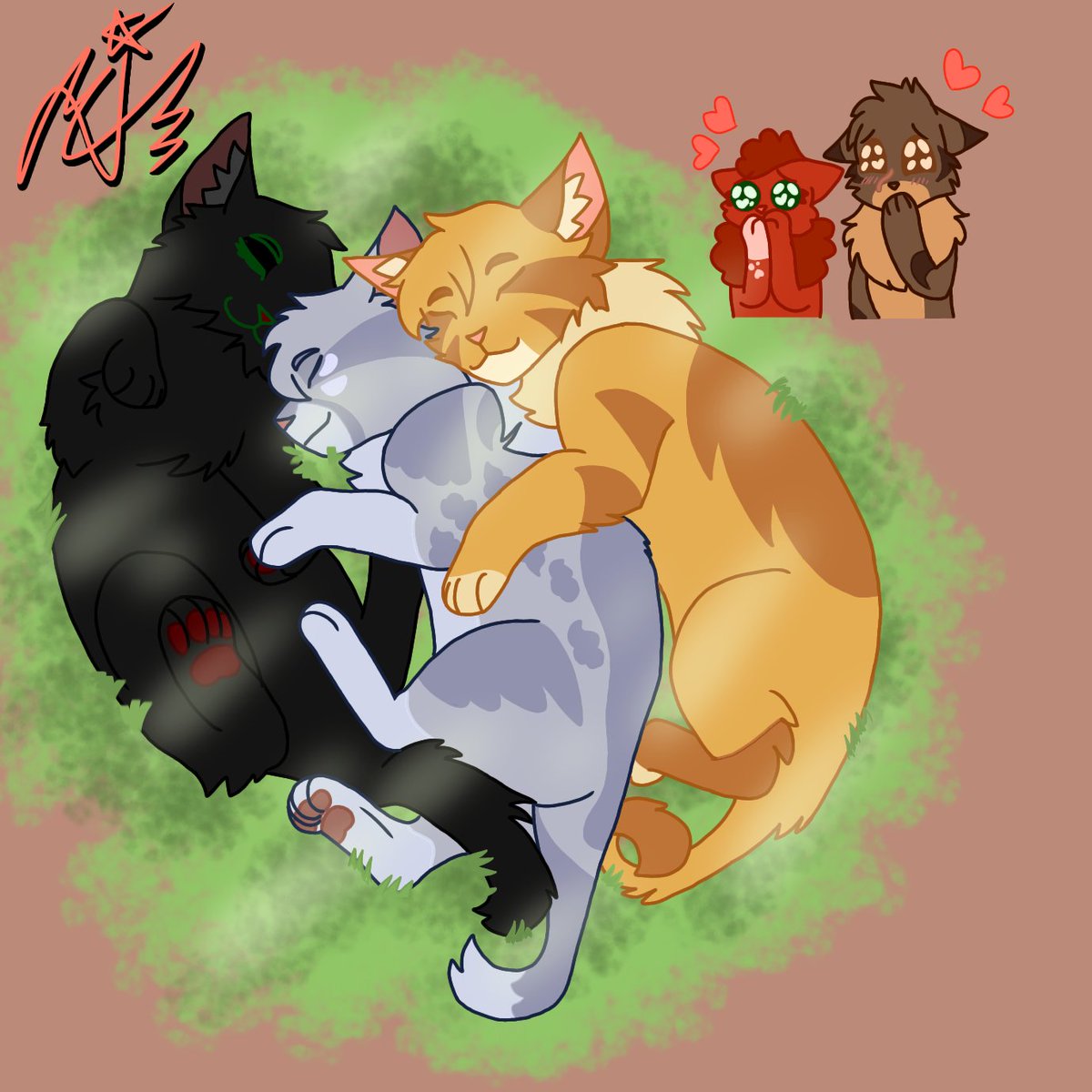 YulieGhoul's tweet photo. Bedtime for babies💤 | inspiration photo 
#warriorcats #powerofthree
#hollyleaf #lionblaze #jayfeather https://t.co/FuA7AtV041