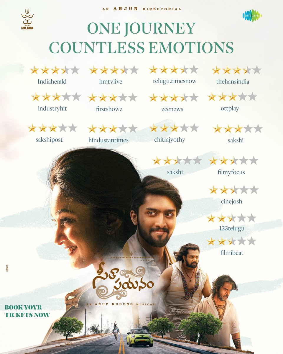 "One Journey, Countless Emotions" ✨
#SeethaPayanam wraps hearts in love and shines with your endless gratitude

 Book your tickets now on <a href="/bookmyshow/">BookMyShow</a> and <a href="/district_india/">District</a> 

 🎟️ linktr.ee/SeethaPayanamT…

<a href="/akarjunofficial/">Arjun</a> #AishwaryaArjun  <a href="/NiranjanSudhi/">𝙉𝙄𝙍𝙍𝘼𝙉𝙅𝘼𝙉</a> <a href="/DhruvaSarja/">Dhruva Sarja</a>
<a href="/anuprubens/">anuprubens</a>