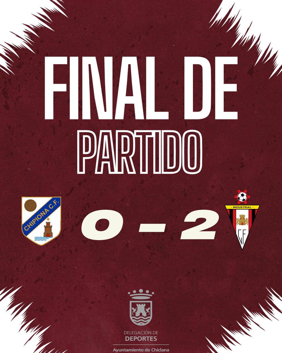 ⚔️FINALLLLLLLL DEL PARTIDO EN CHIPIONA⚔️ 

+3 ✅ 
Porteria a 0 ✅

Chipiona CF 0️⃣ 
Chiclana Industrial CF 2️⃣ 

⚽ Esteban 
⚽ Javi Ortega