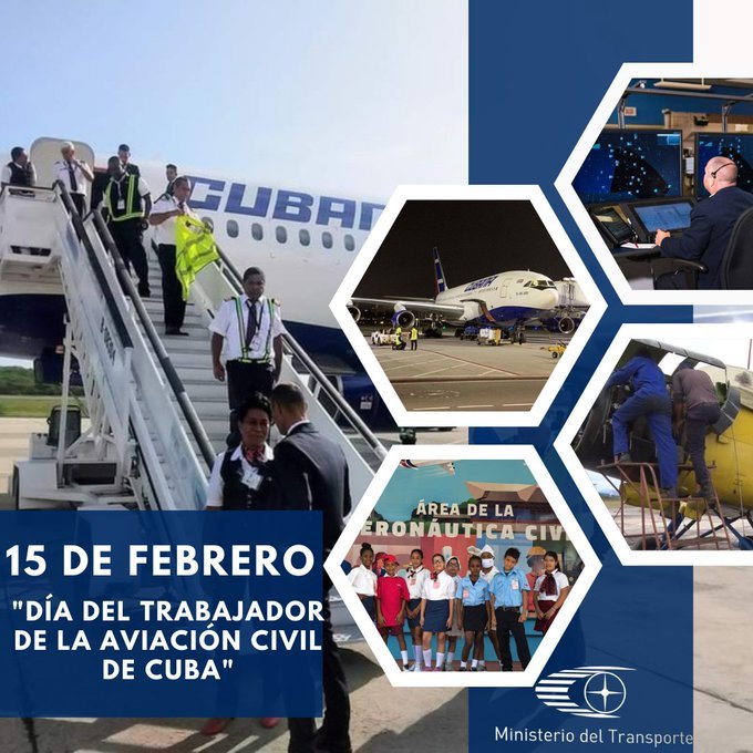 En el Día del Trabajador de la Aviación Civil de #Cuba, lleguen nuestras felicitaciones a los hombres y mujeres que con su labor diaria, contribuyen al desarrollo de la #AviaciónCubana con vocación, unidad y compromiso. 
#CubaEstáFirme 
#SanctiSpíritusEnMarcha
🇨🇺