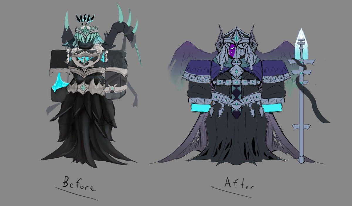 So far, here's my lore accurate-ish redesign for Fallen Queen (design isn't final).