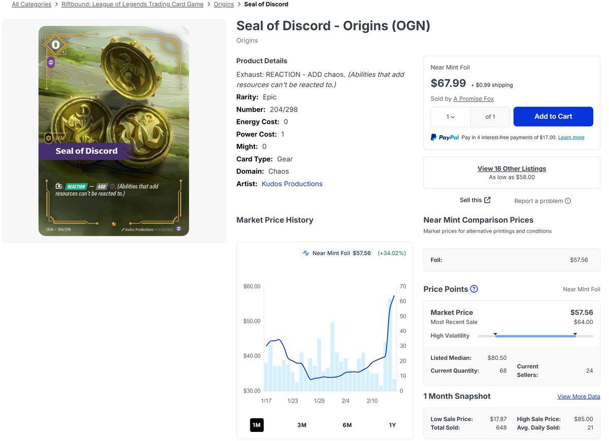 Major Seal of Discord buyout after the Rift and Runes 1k 📈
